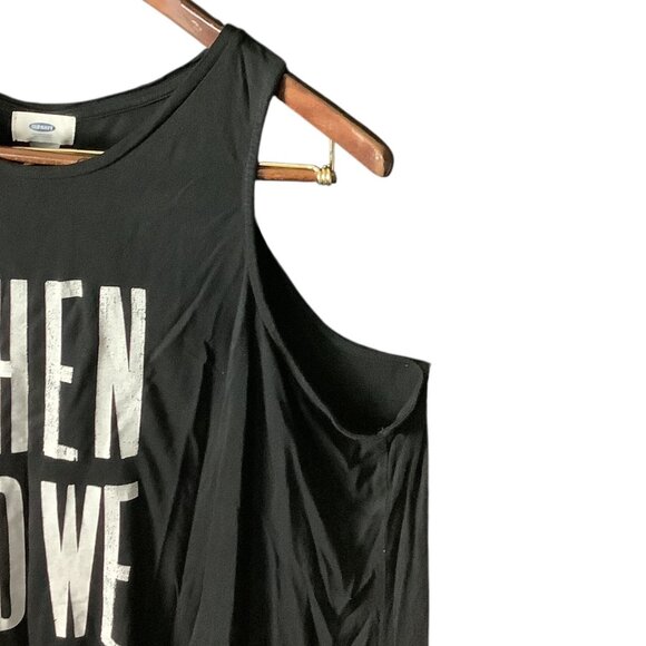 Old Navy Womens Black Graphic Tank Top 3X Plus When Do We Leave Print - Picture 9 of 12